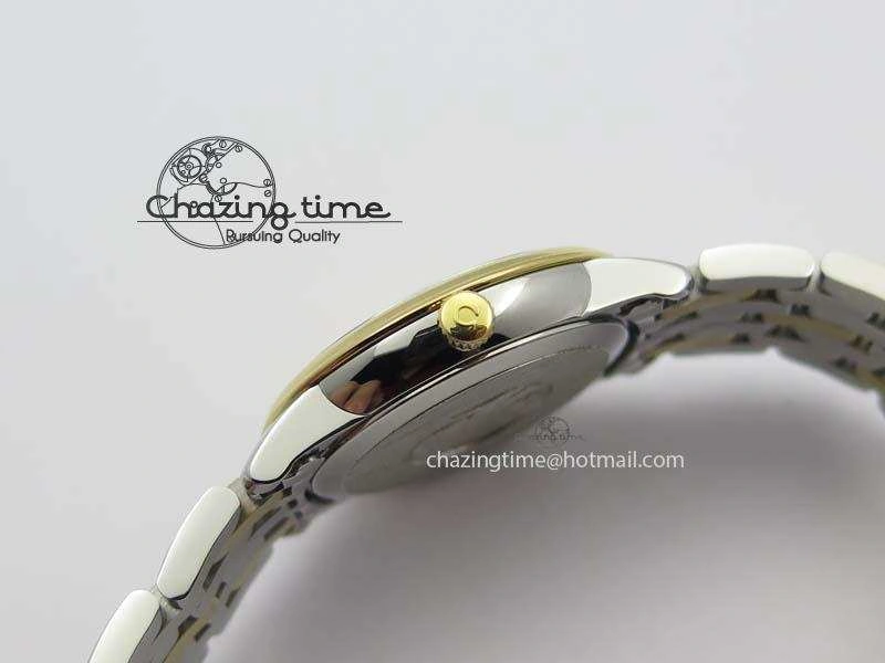 GoodFit De Ville 27mm SS YG Ladies MK 1:1 Best Edition Blue Dial Diamond Markers On SS Bracelet Ronda Quartz 8186