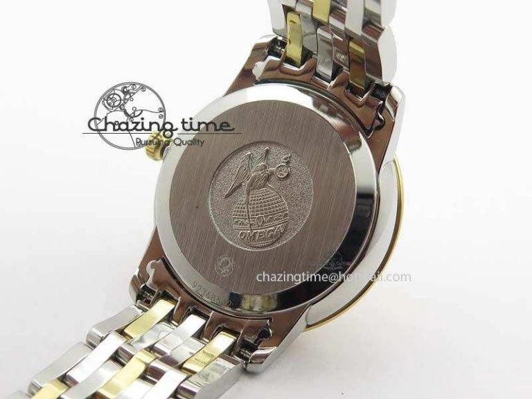 GoodFit De Ville 27mm SS YG Ladies MK 1:1 Best Edition Blue Dial Diamond Markers On SS Bracelet Ronda Quartz 8186