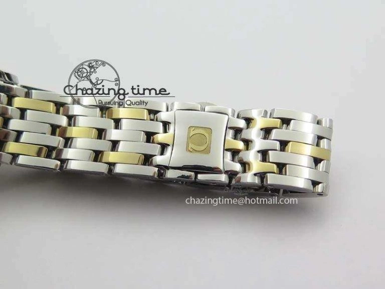 De Ville 27mm SS YG Ladies MK 1:1 Best Edition White MOP Dial On SS Bracelet Ronda Quartz ModernLook 8192