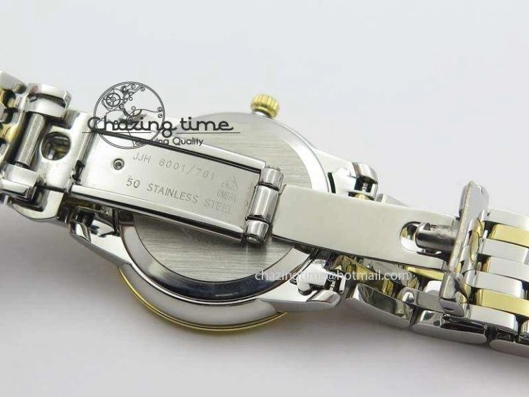De Ville 27mm SS YG Ladies MK 1:1 Best Edition White MOP Dial On SS Bracelet Ronda Quartz ModernLook 8192