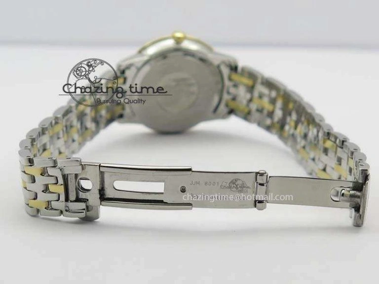 De Ville 27mm SS YG Ladies MK 1:1 Best Edition White MOP Dial On SS Bracelet Ronda Quartz ModernLook 8192