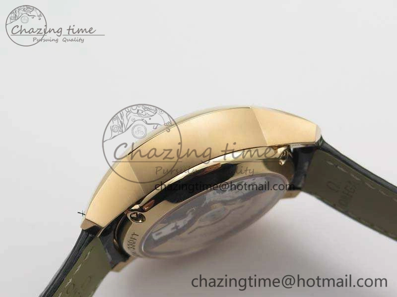BestValue De Ville Chronograph RG OMF 1:1 Best Edition Black Dial On Black Leather Strap A 8106