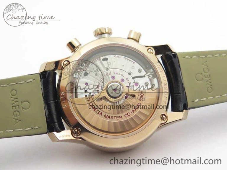 BestValue De Ville Chronograph RG OMF 1:1 Best Edition Black Dial On Black Leather Strap A 8106