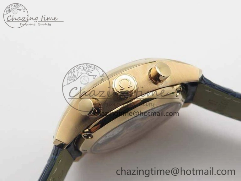 UrbanStyle De Ville Chronograph RG OMF 1:1 Best Edition Blue Dial On Blue Leather Strap A 8107
