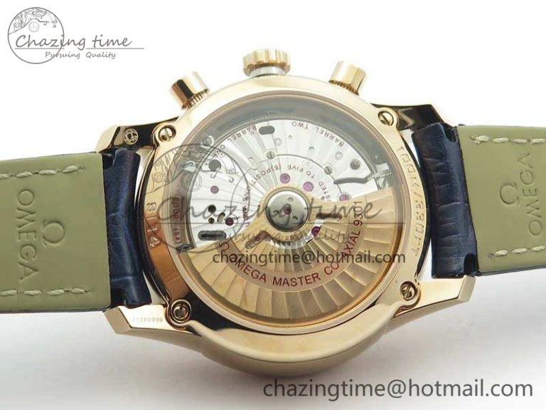 UrbanStyle De Ville Chronograph RG OMF 1:1 Best Edition Blue Dial On Blue Leather Strap A 8107