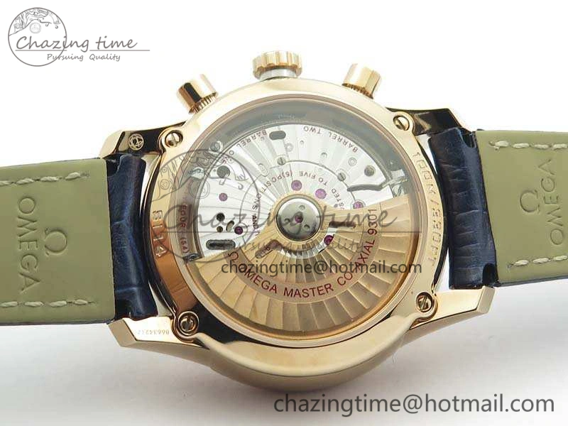 UrbanStyle De Ville Chronograph RG OMF 1:1 Best Edition Blue Dial On Blue Leather Strap A 8107
