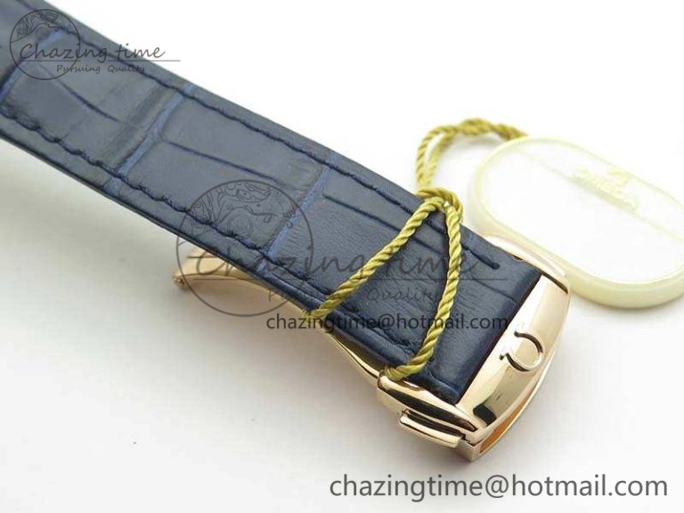 UrbanStyle De Ville Chronograph RG OMF 1:1 Best Edition Blue Dial On Blue Leather Strap A 8107