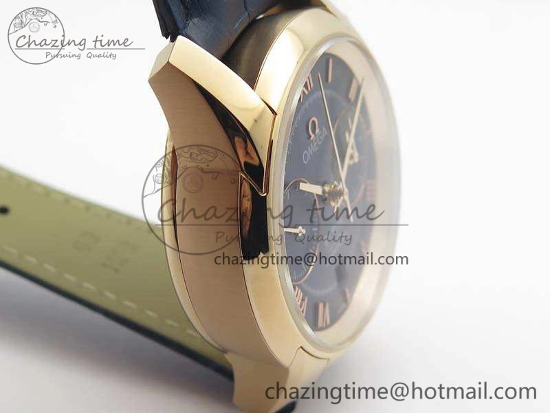 UrbanStyle De Ville Chronograph RG OMF 1:1 Best Edition Blue Dial On Blue Leather Strap A 8107