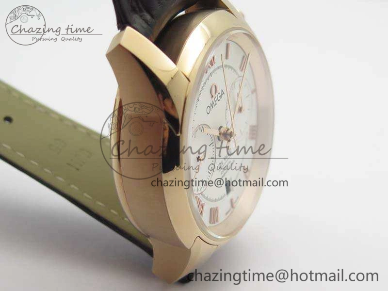 De Ville Chronograph RG OMF 1:1 Best Edition White Dial On Brown Leather Strap A FastDry 8108