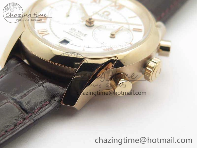 De Ville Chronograph RG OMF 1:1 Best Edition White Dial On Brown Leather Strap A FastDry 8108
