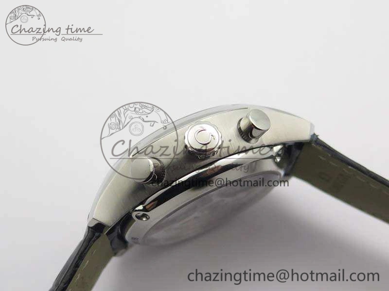 De Ville Chronograph SS OMF 1:1 Best Edition Black Dial On Black Leather Strap A Fashionable 8109