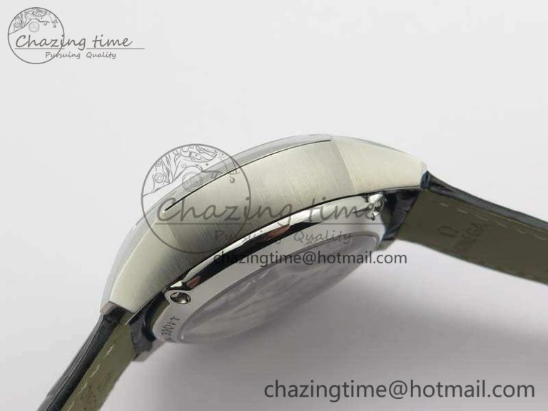 De Ville Chronograph SS OMF 1:1 Best Edition Black Dial On Black Leather Strap A Fashionable 8109
