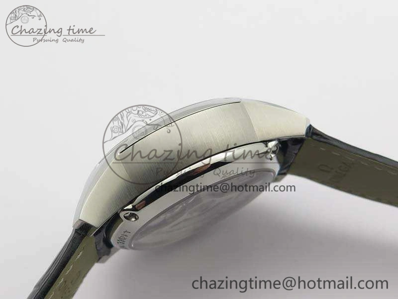 De Ville Chronograph SS OMF 1:1 Best Edition Black Dial On Black Leather Strap A Fashionable 8109