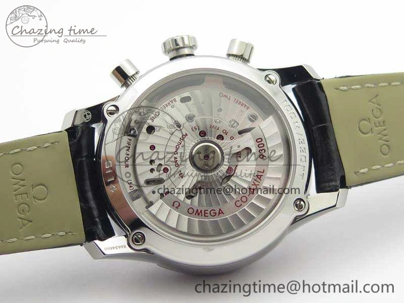 De Ville Chronograph SS OMF 1:1 Best Edition Black Dial On Black Leather Strap A Fashionable 8109