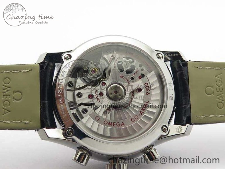 De Ville Chronograph SS OMF 1:1 Best Edition Black Dial On Black Leather Strap A Fashionable 8109