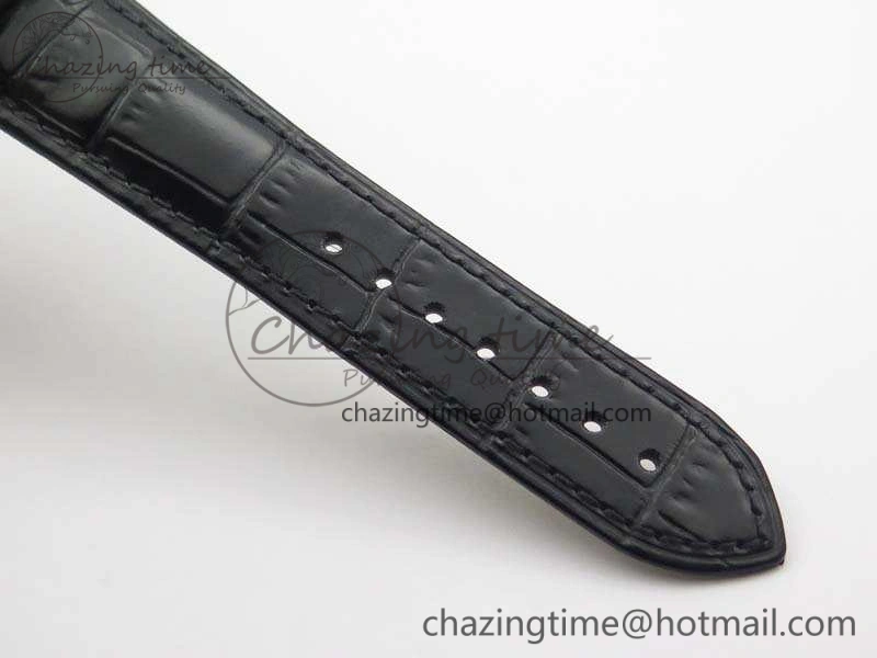 De Ville Chronograph SS OMF 1:1 Best Edition Black Dial On Black Leather Strap A Fashionable 8109
