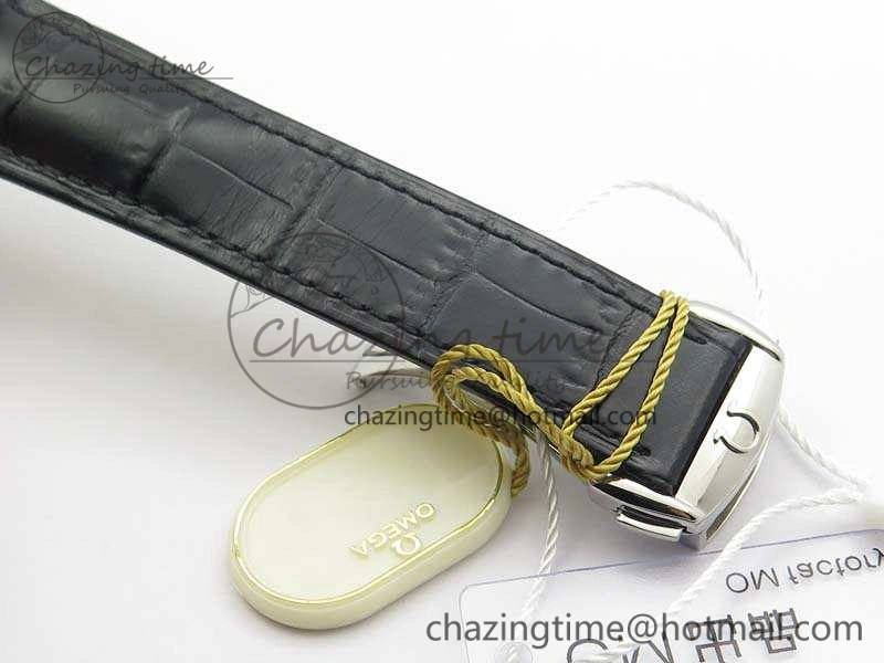 De Ville Chronograph SS OMF 1:1 Best Edition Black Dial On Black Leather Strap A Fashionable 8109