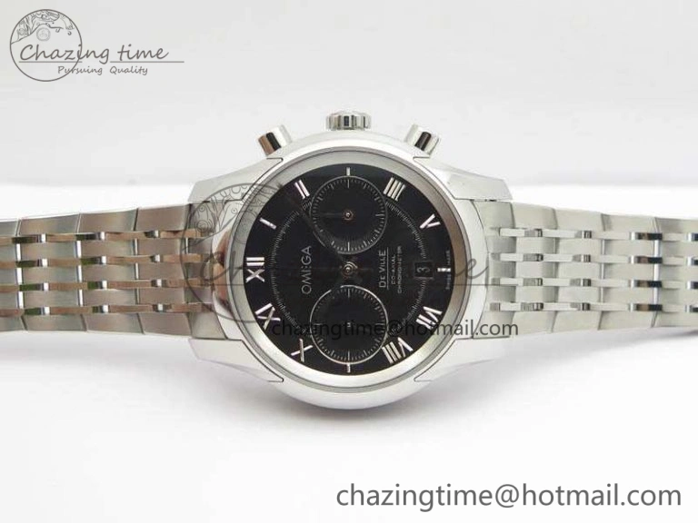 De Ville Chronograph SS OMF 1:1 Best Edition Black Dial On SS Bracelet A Versatile 8150