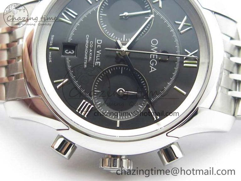 De Ville Chronograph SS OMF 1:1 Best Edition Black Dial On SS Bracelet A Versatile 8150