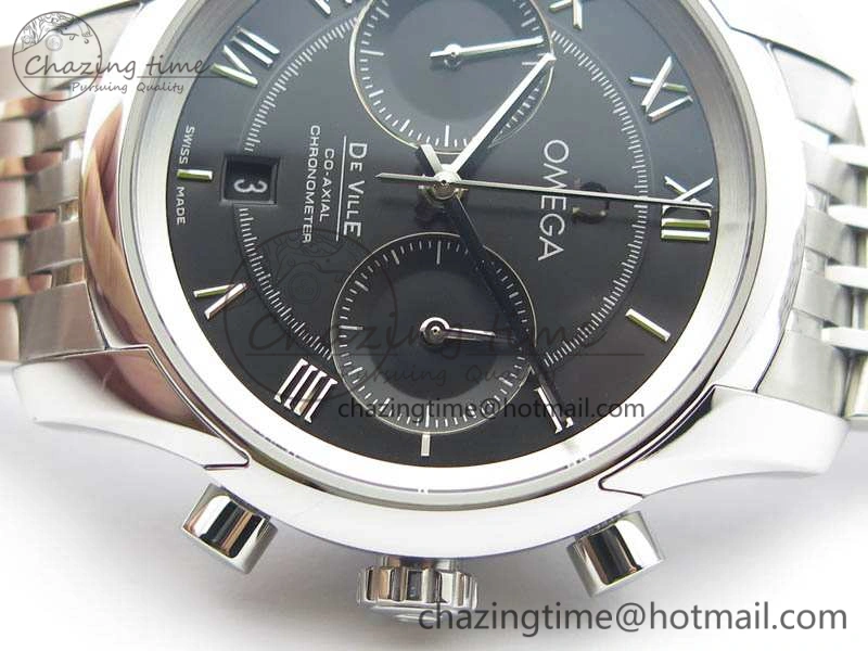 De Ville Chronograph SS OMF 1:1 Best Edition Black Dial On SS Bracelet A Versatile 8150