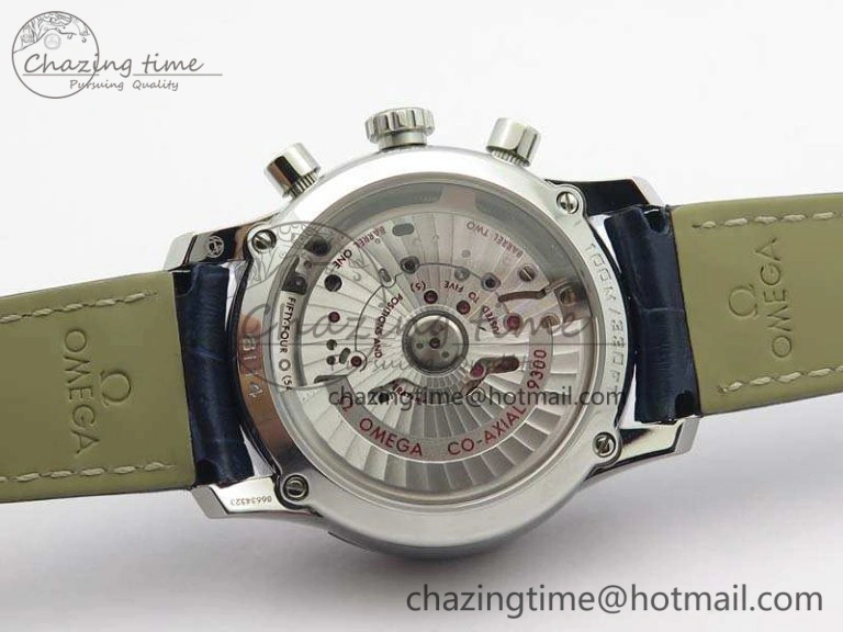 De Ville Chronograph SS OMF 1:1 Best Edition Blue Dial On Blue Leather Strap A Bright 8110
