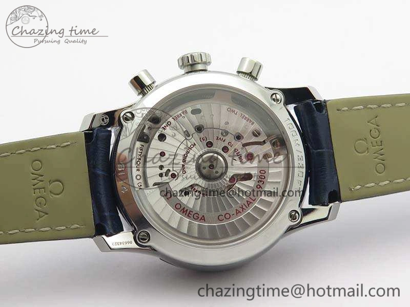 De Ville Chronograph SS OMF 1:1 Best Edition Blue Dial On Blue Leather Strap A Bright 8110