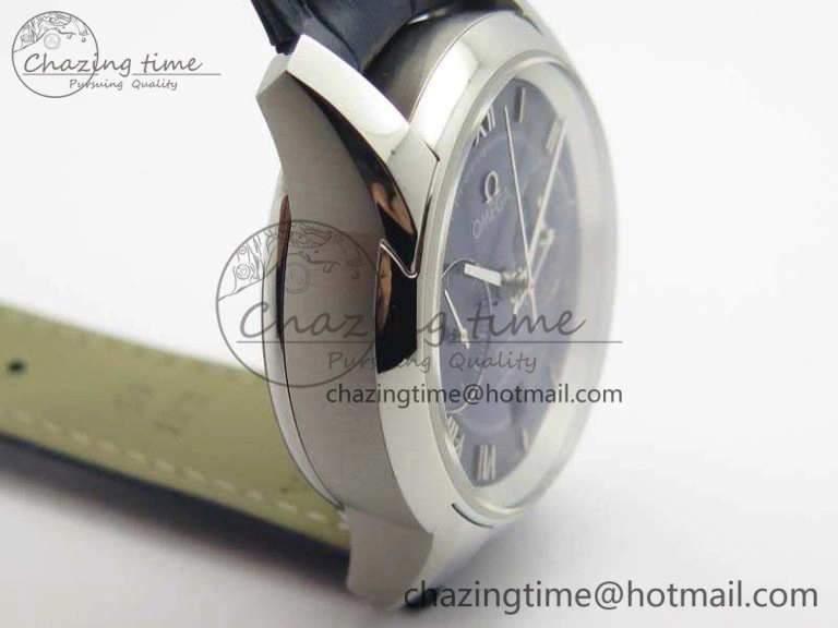 De Ville Chronograph SS OMF 1:1 Best Edition Blue Dial On Blue Leather Strap A Bright 8110