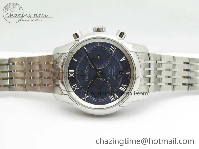 Minimalist De Ville Chronograph SS OMF 1:1 Best Edition Blue Dial On SS Bracelet A 8148