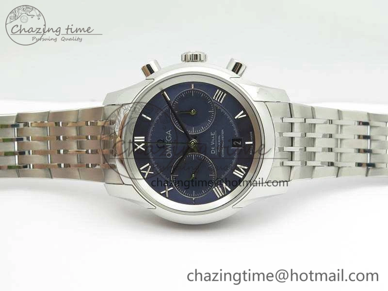 Minimalist De Ville Chronograph SS OMF 1:1 Best Edition Blue Dial On SS Bracelet A 8148