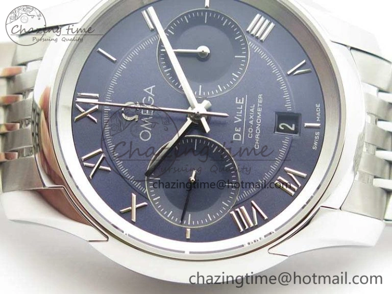 Minimalist De Ville Chronograph SS OMF 1:1 Best Edition Blue Dial On SS Bracelet A 8148