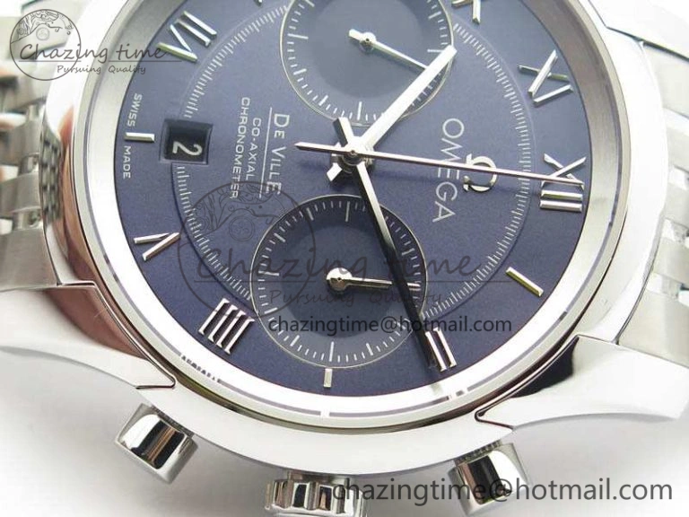 Minimalist De Ville Chronograph SS OMF 1:1 Best Edition Blue Dial On SS Bracelet A 8148