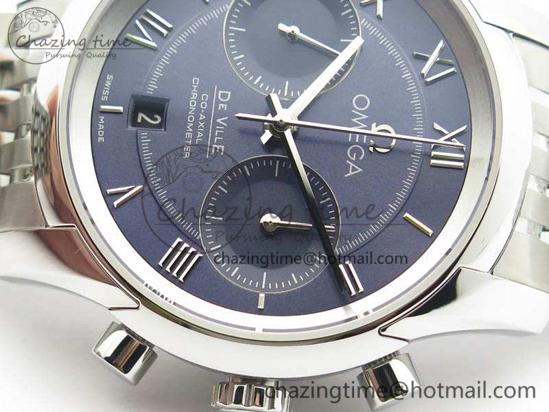 Minimalist De Ville Chronograph SS OMF 1:1 Best Edition Blue Dial On SS Bracelet A 8148
