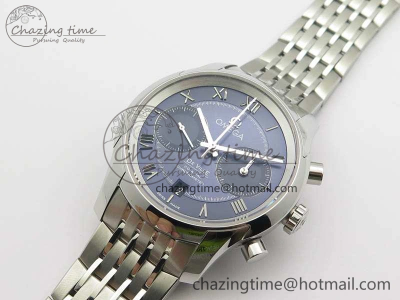 Minimalist De Ville Chronograph SS OMF 1:1 Best Edition Blue Dial On SS Bracelet A 8148