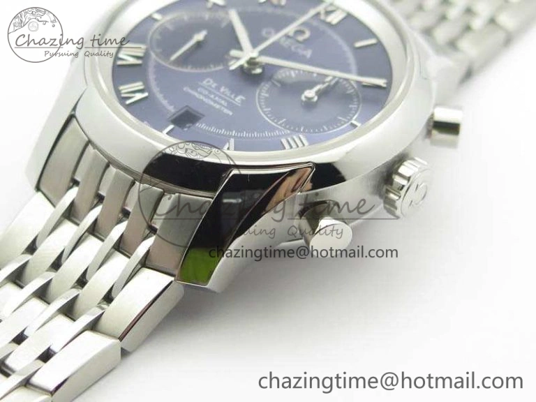 Minimalist De Ville Chronograph SS OMF 1:1 Best Edition Blue Dial On SS Bracelet A 8148