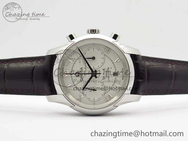 De Ville Chronograph SS OMF 1:1 Best Edition White Dial On Brown Leather strap A Comfortable 8111