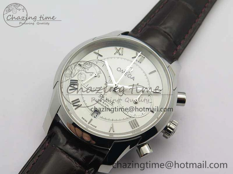 De Ville Chronograph SS OMF 1:1 Best Edition White Dial On Brown Leather strap A Comfortable 8111