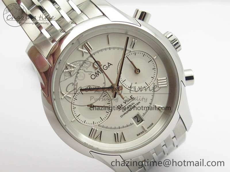De Ville Chronograph SS OMF 1:1 Best Edition White Dial On SS Bracelet A Trendy 8151