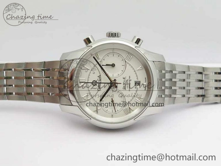 De Ville Chronograph SS OMF 1:1 Best Edition White Dial On SS Bracelet A Trendy 8151