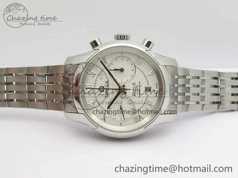 De Ville Chronograph SS OMF 1:1 Best Edition White Dial On SS Bracelet A Trendy 8151