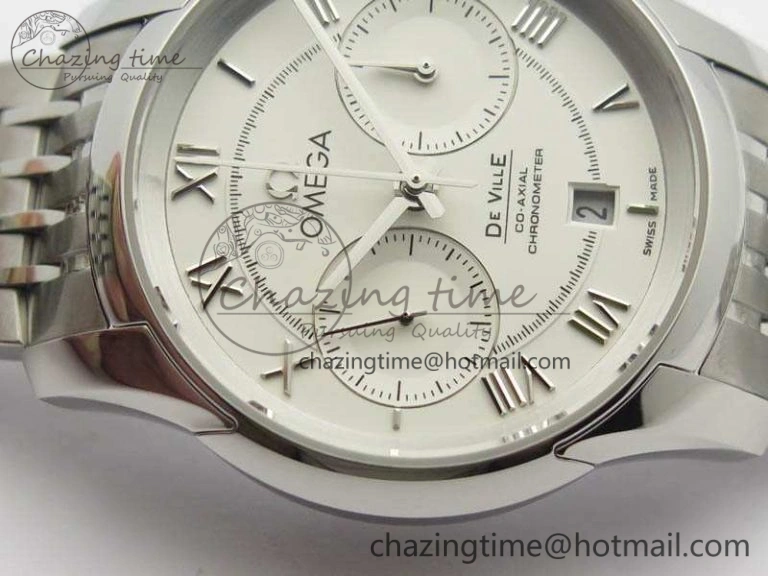 De Ville Chronograph SS OMF 1:1 Best Edition White Dial On SS Bracelet A Trendy 8151