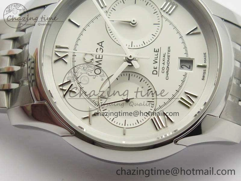 De Ville Chronograph SS OMF 1:1 Best Edition White Dial On SS Bracelet A Trendy 8151