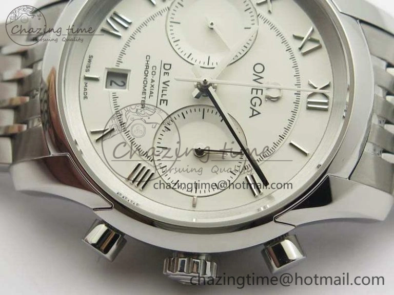 De Ville Chronograph SS OMF 1:1 Best Edition White Dial On SS Bracelet A Trendy 8151