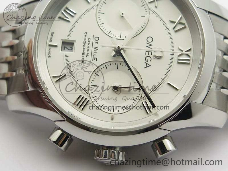 De Ville Chronograph SS OMF 1:1 Best Edition White Dial On SS Bracelet A Trendy 8151