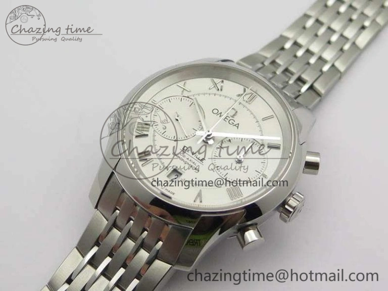 De Ville Chronograph SS OMF 1:1 Best Edition White Dial On SS Bracelet A Trendy 8151
