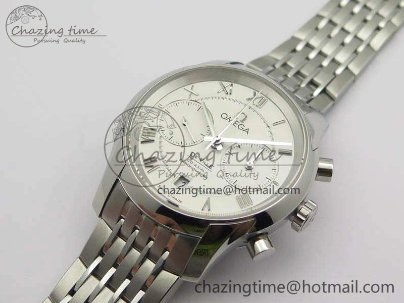 De Ville Chronograph SS OMF 1:1 Best Edition White Dial On SS Bracelet A Trendy 8151