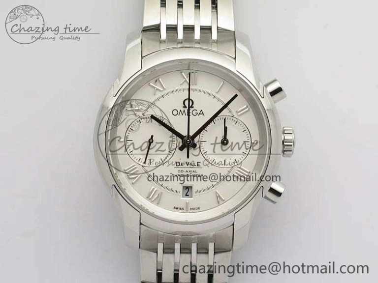 De Ville Chronograph SS OMF 1:1 Best Edition White Dial On SS Bracelet A Trendy 8151
