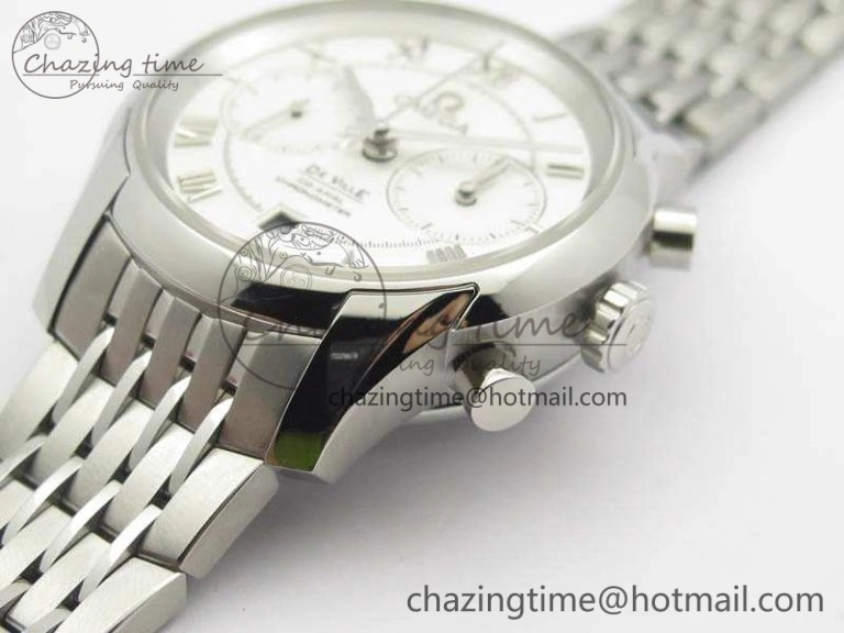 De Ville Chronograph SS OMF 1:1 Best Edition White Dial On SS Bracelet A Trendy 8151