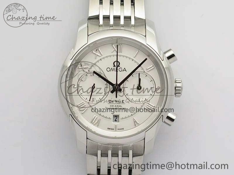 De Ville Chronograph SS OMF 1:1 Best Edition White Dial On SS Bracelet A Trendy 8151