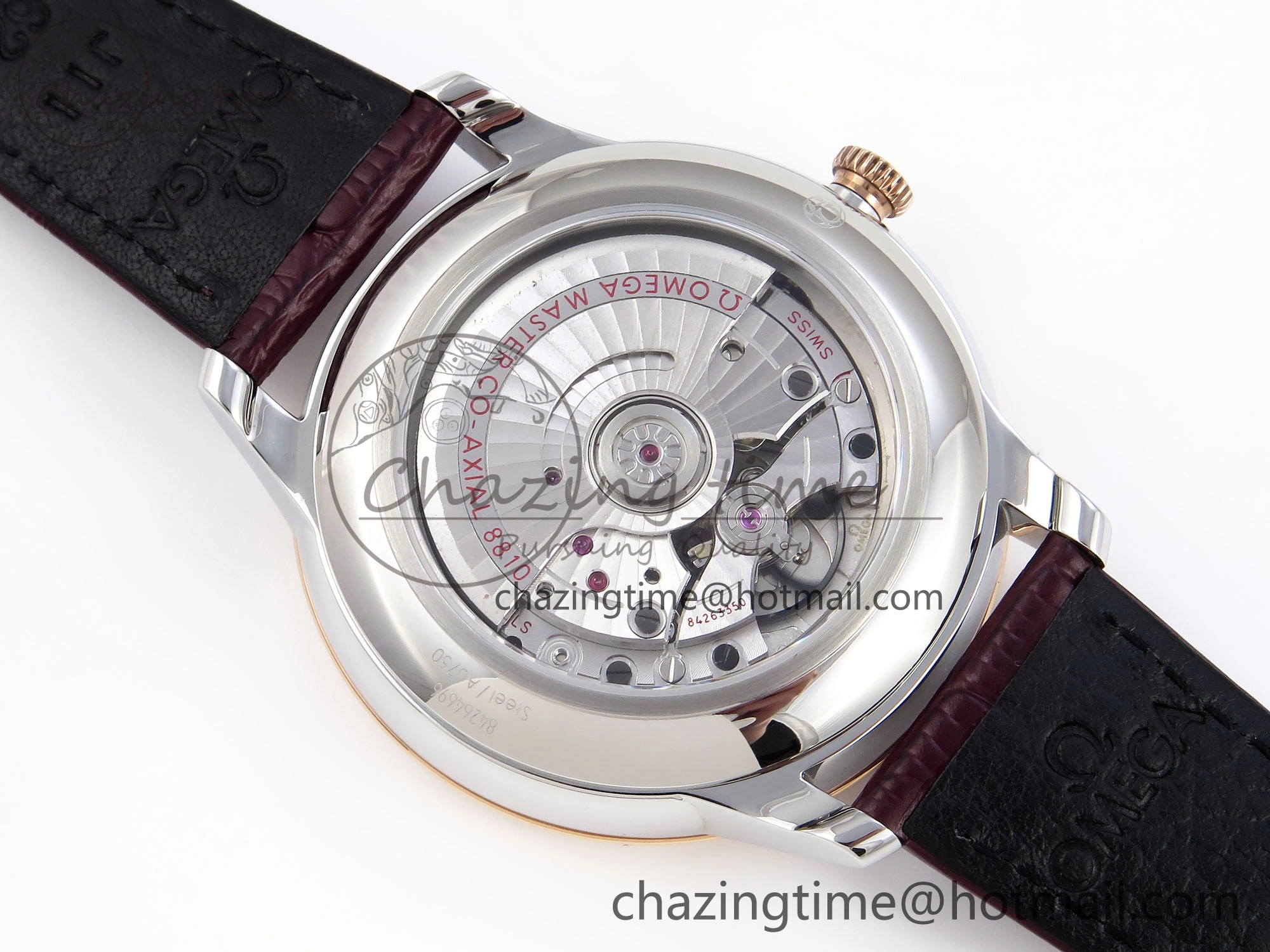 MultiPurpose De Ville Date RG MKF 1:1 Best Edition Brown Textured Dial Diamonds Marker on Brown Leather Strap A 7747