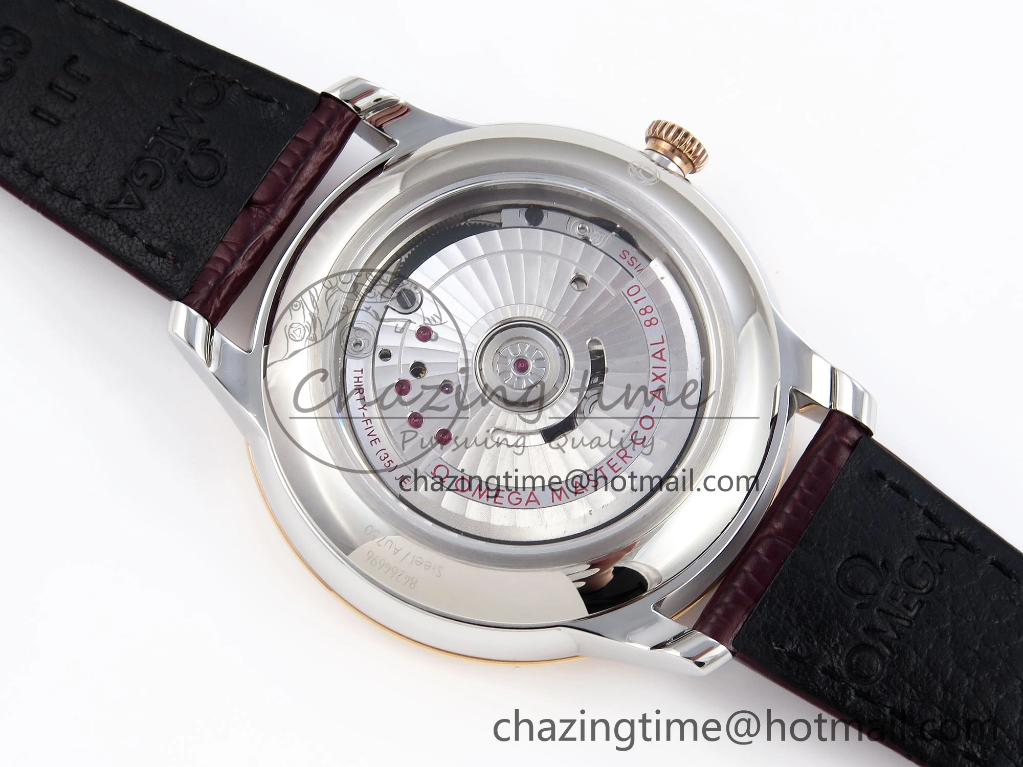 MultiPurpose De Ville Date RG MKF 1:1 Best Edition Brown Textured Dial Diamonds Marker on Brown Leather Strap A 7747